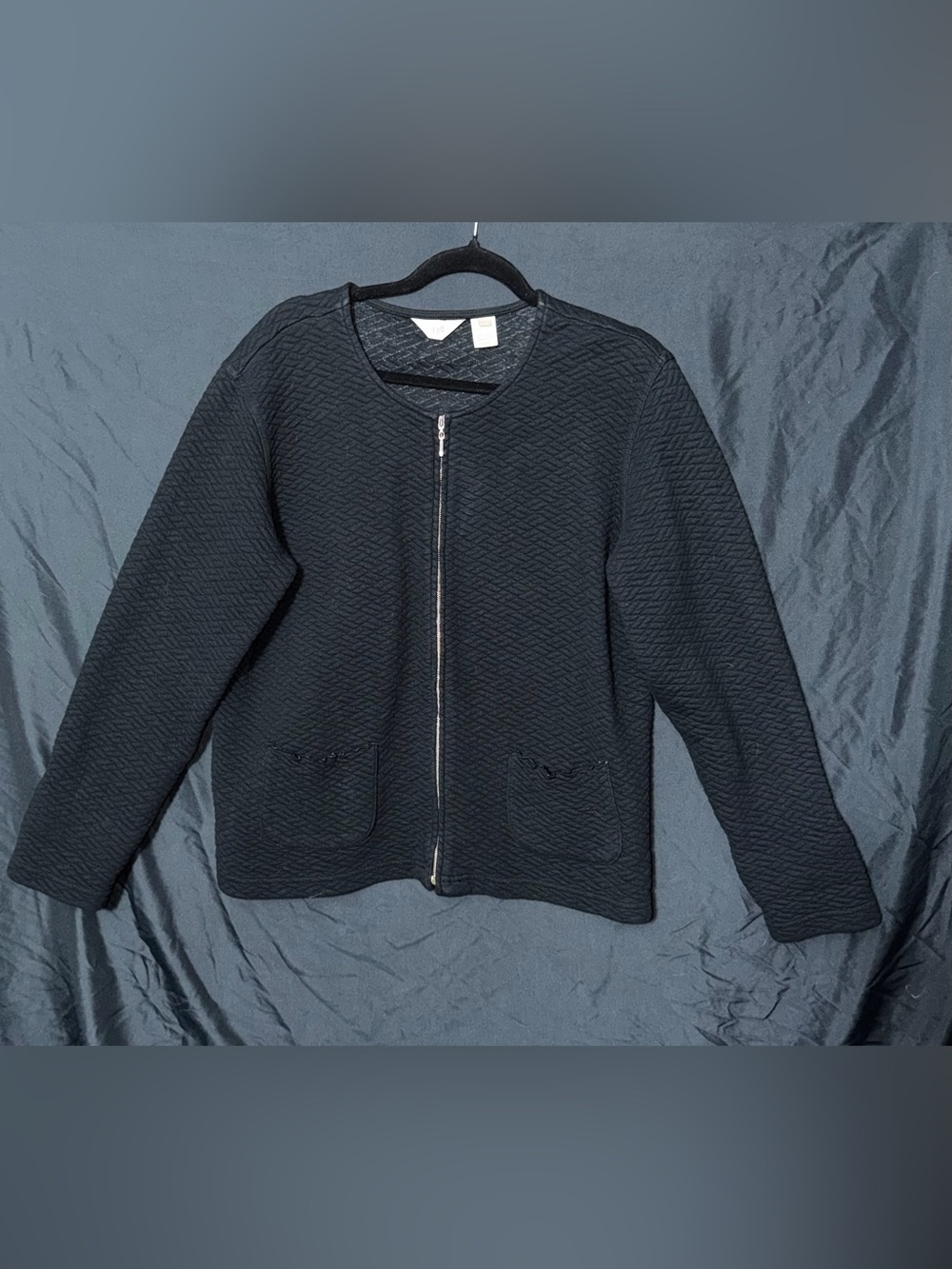 J.‎ Jill Quilted Black Jacket Full Zip Cotton Blend Women’s Large